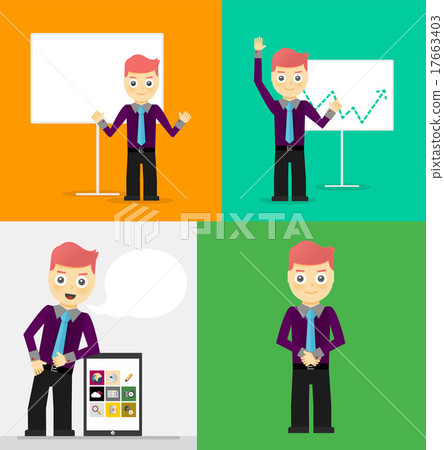 Poses of young businessmen, presentation white Poses of young businessmen, presentation white 17663403