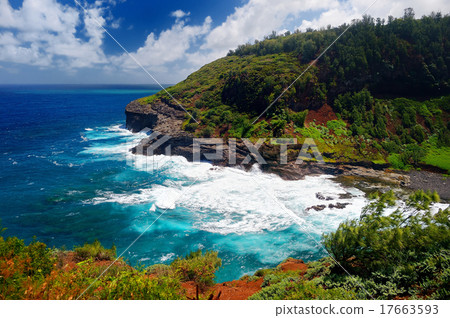 Kilauea lighthouse bay on a sunny day in Kauai 17663593