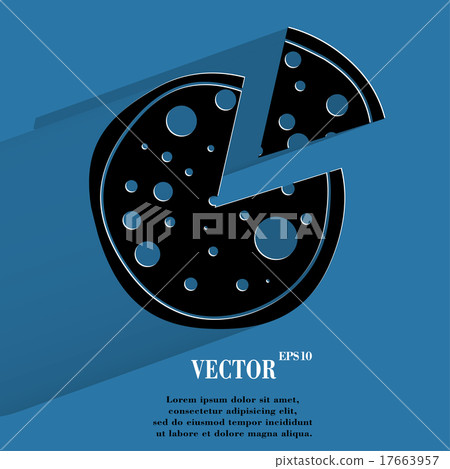 Pizza. Flat modern web button with long shadow and 17663957