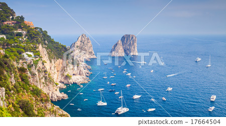Coastal landscape with famous rocks of Capri  17664504