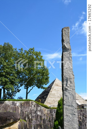 A park with a pyramid 17665292