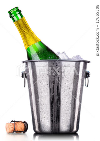 Bottle of champagne in ice bucket 17665308