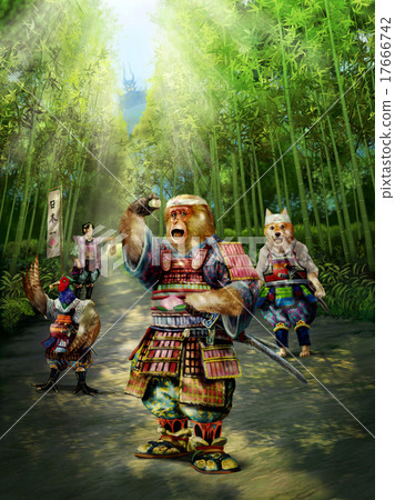 Momotaro's servant's monkey is pleased to have Kibi dumplings Momotaro's servant's monkey is pleased to have Kibi dumplings 17666742