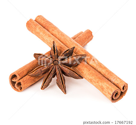 Anise and cinnamon isolated on white background Anise and cinnamon isolated on white background 17667192