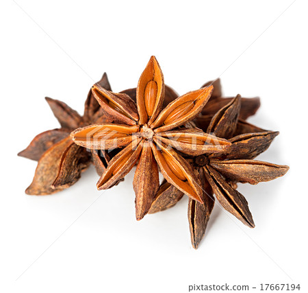 Star anise spice fruits and seeds isolated Star anise spice fruits and seeds isolated 17667194