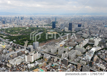 Aerial view around Osaka Castle 17667367