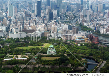 大阪城堡和大廈鳥瞰圖 17667369