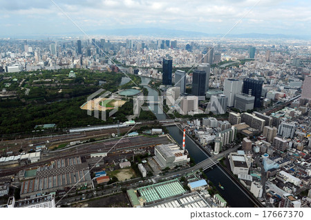 Aerial view around Osaka Castle 17667370