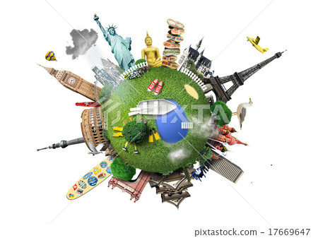 Small planet with landmarks around the world 17669647