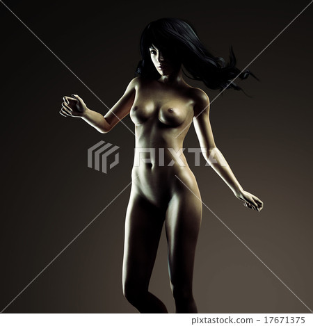 Beautiful naked young woman in the dark studio 17671375