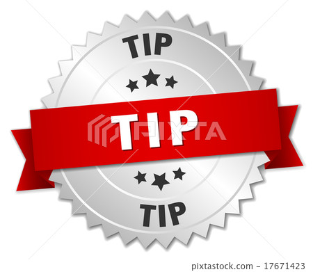 tip 3d silver badge with red ribbon 17671423