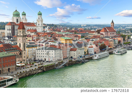 Aerial view of Passau, Germany 17672818