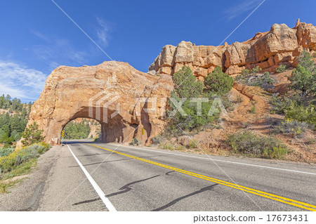 Natural arch road tunnel on the Scenic Byway 12 17673431