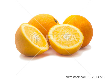 Orange fruit sliced isolated, Clipping path 17673779