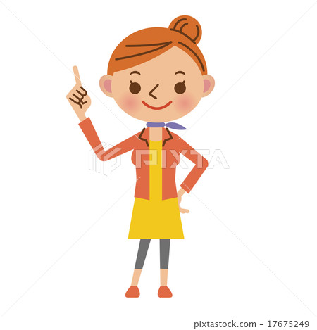 A young woman pointing to a finger A young woman pointing to a finger 17675249