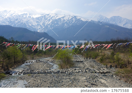 Koinobori and Northern Alps (taken in Hakuba village) Koinobori and Northern Alps (taken in Hakuba village) 17675588