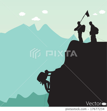 Vector black silhouette of a rock climber 17677234