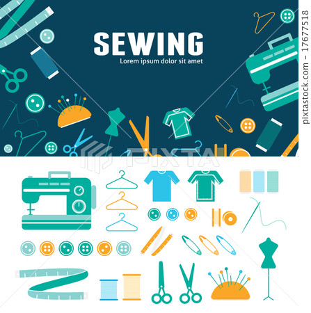 Sewing. Vector flat background - Stock Illustration [17677518] - PIXTA