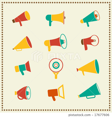 Vintage retro Megaphone icons Vintage retro Megaphone icons 17677606