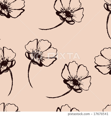 Vintage seamless pattern with hand-drawn flowers - Stock Illustration ...