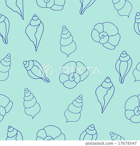 Blue Sea Shell Pattern Blue sea shells vector seamless pattern - Stock Illustration [17678547 ...