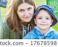 portrait of young woman and her boy 17678598