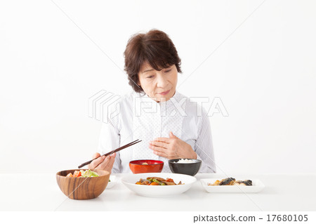 Senior woman without appetite image Senior woman without appetite image 17680105