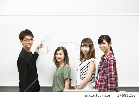 Campus life college girls student and male instructor 17681236