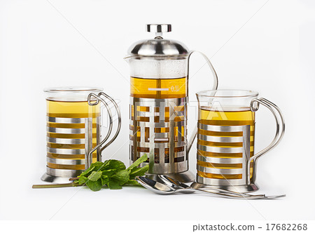 Teapot and cups with mint Teapot and cups with mint 17682268