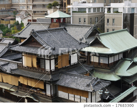 Dogo Onsen main building seen from the empty walking path Dogo Onsen main building seen from the empty walking path 17683300