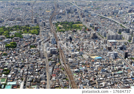 Aerial shot of Sumiyoshi Ward, Osaka Aerial shot of Sumiyoshi Ward, Osaka 17684737