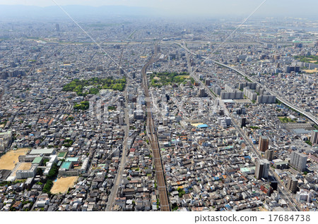 Aerial shot of Sumiyoshi Ward, Osaka Aerial shot of Sumiyoshi Ward, Osaka 17684738