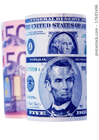 currency , dollars and euros on a white background 17685496