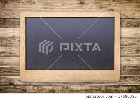 Chalk board on Brown wood plank wall texture 17686356