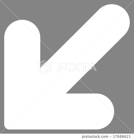 Arrow Down Left flat white color icon 17686621