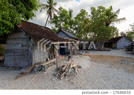 indonesian house - shack on beach 17686650