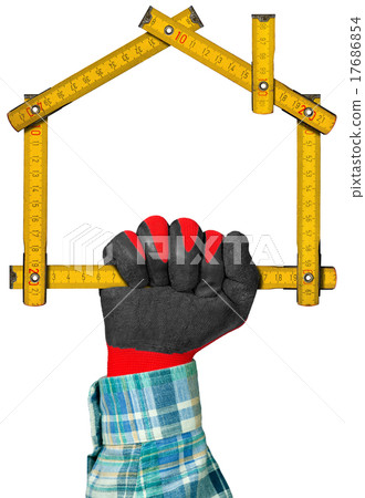 Gloved Hand Holding a Symbolic House Gloved Hand Holding a Symbolic House 17686854