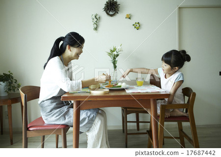 父母和孩子在家裡一起度過時間 17687442