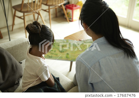 父母和孩子在家裡一起度過時間 17687476