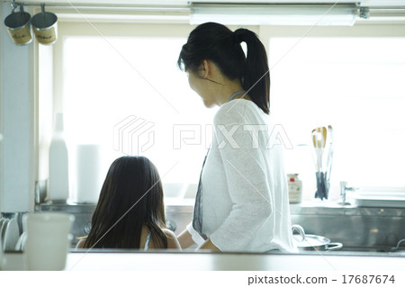 父母和孩子在家裡一起度過時間 17687674