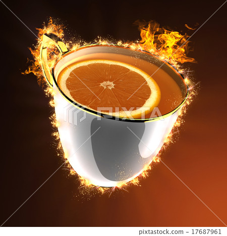 cup of tea in fire cup of tea in fire 17687961