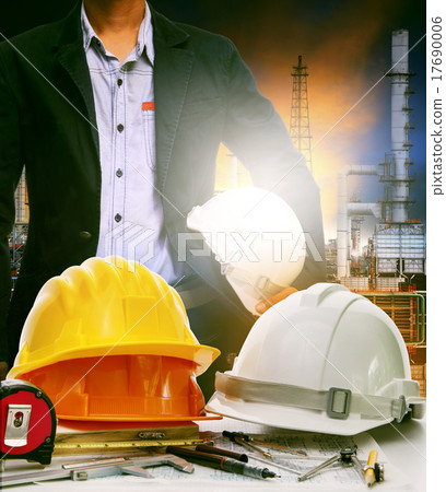 working table of engineer in refinery industry  17690006
