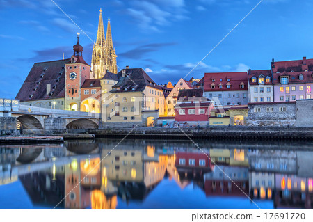 Historical Stone Bridge and gate in Regensburg 17691720