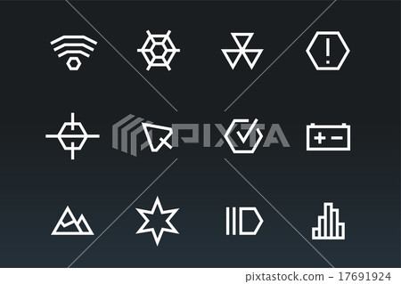 Tech Icon Ui Outline vector UI technology icons set - Stock Illustration [17691924 ...