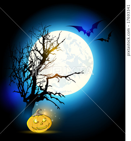 Silhouette of tree and pumpkin Silhouette of tree and pumpkin 17693341