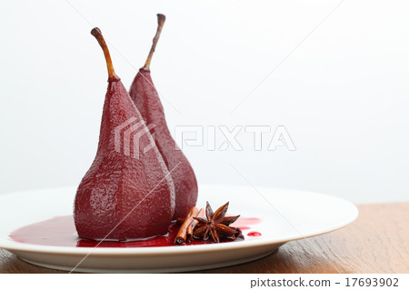 Poached pears in red wine 17693902