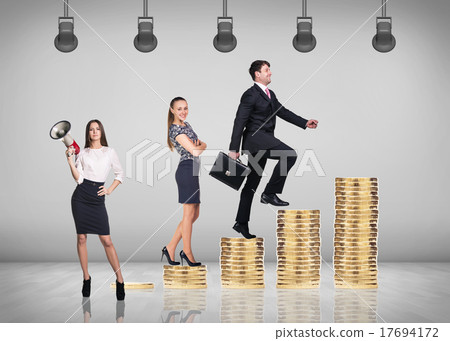 Man goes up by stairs from coins. Man goes up by stairs from coins. 17694172