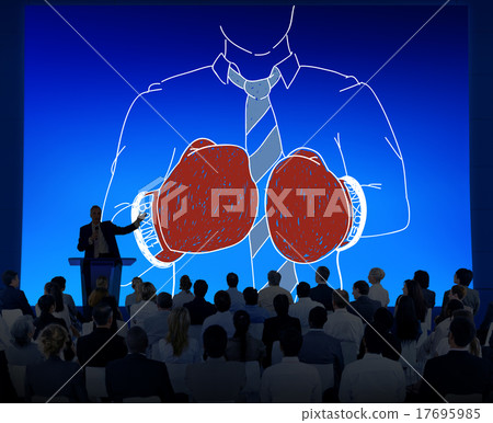 Businessman Boxing Conpetition Fighting Sport Agressive Concept 17695985