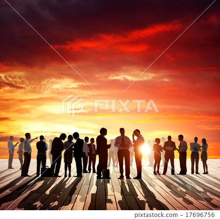 Back Lit Business People Discussion Skyline Concept Back Lit Business People Discussion Skyline Concept 17696756