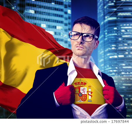 Businessman Superhero Country Spain Flag Culture Power Concept 17697844